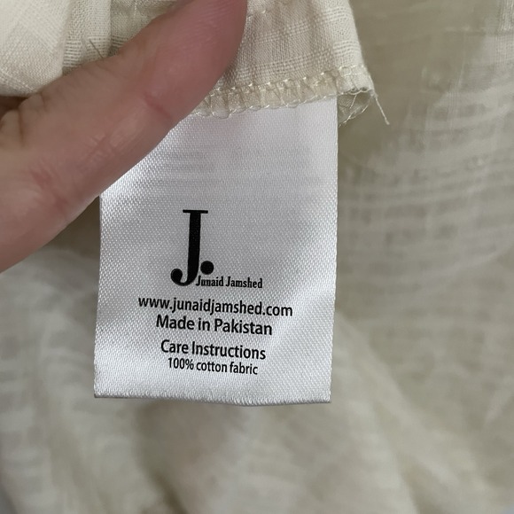 J. Junaid Jamshed Ladies Kurti XS Beige Cotton Cross Stitch Embroidered Boho NWT - Picture 15 of 16